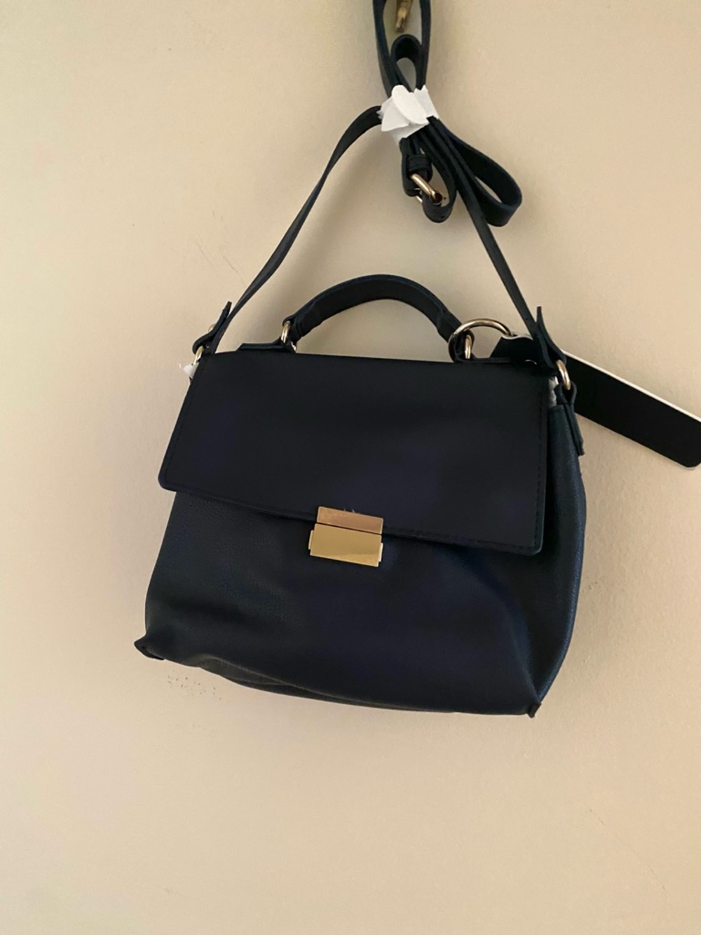 NWT Zara Dark  Blue  Structured Top-Handle Crossbody Satchel - Picture 3 of 8